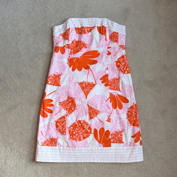 LIKE NEW Lilly Pulitzer Women's Size 6 Floral & Umbrellas Print Strapless Dress - Picture 4 of 12